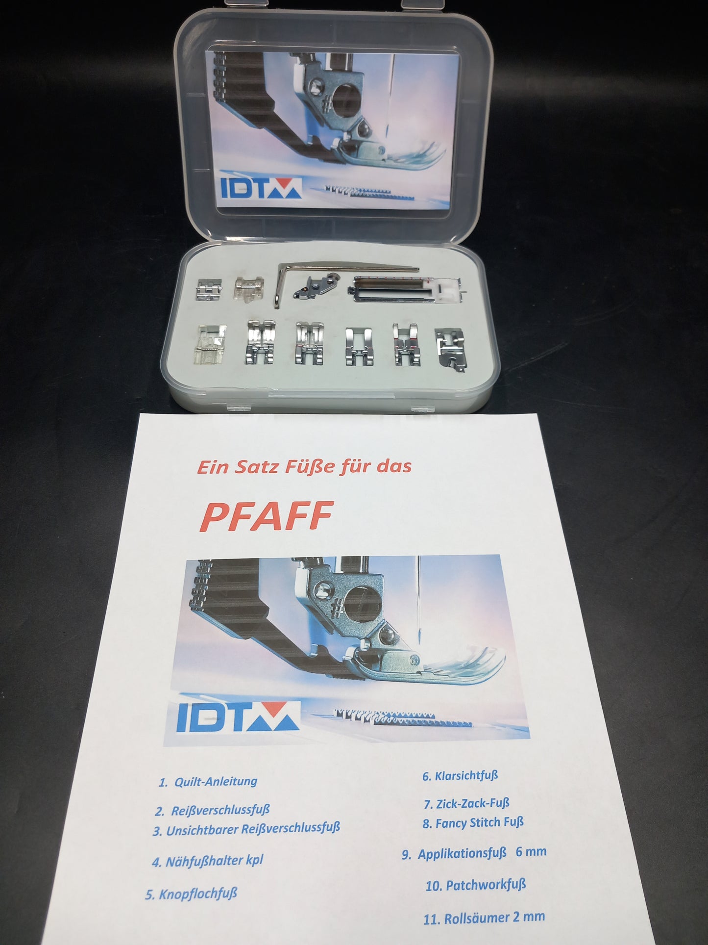11 CZĘŚCIOWY ZESTAW PFAFF Z SYSTEMEM IDT TIPTRONIC, AMBITION, SELECT, ITP.